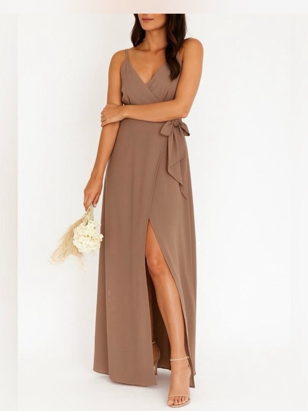 NEW Show me your MUMU Dress, Dusty Blush Crisp, Liz Maxi Dress XL, Wrap Dress - Picture 10 of 10